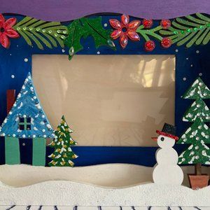 ⭐️176- Hand Painted Wooden, Tiered  Christmas Frame